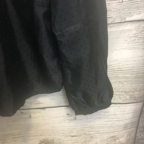 Oleg Cassini Black Tuxedo Polka Dot Mandarin Collar Button Up Blouse Med… - Picture 2 of 16